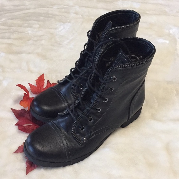 guess combat boots with rhinestones